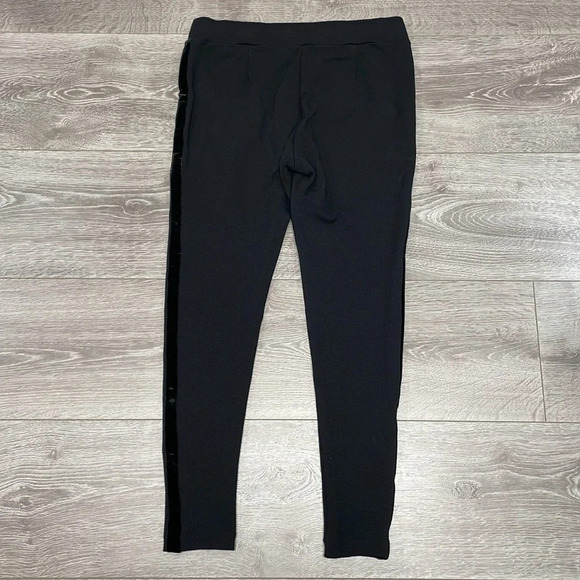 Loft Petites Pull On Ponte Skinny Pants Velvet Side Stripe Black SP - Picture 14 of 14